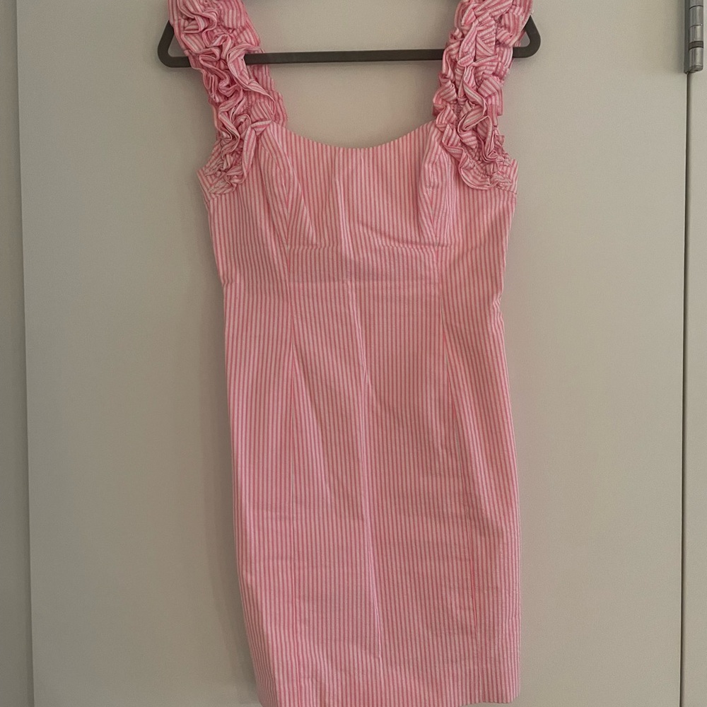 Lilly Pulitzer Pink and White Seersucker Shift